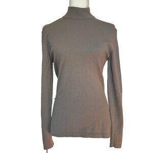 Saks Fifth Avenue mocha 100% cashmere zip mockneck sweater Women’s M minimalist